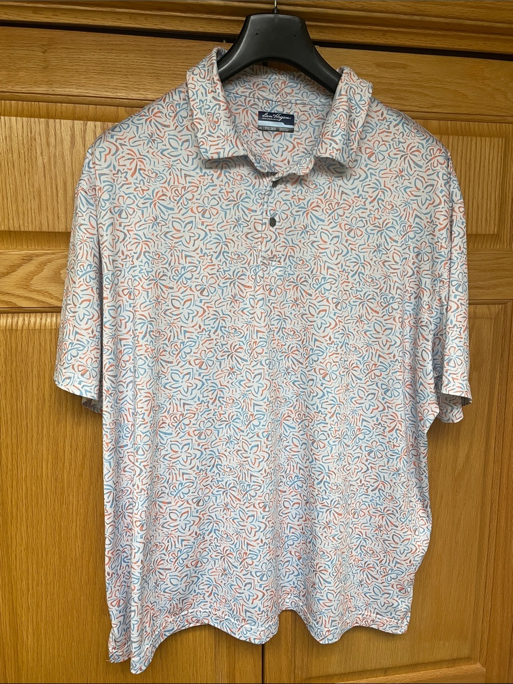Hogan Men's Short Sleeve Floral Polo - White with Blue & Orange Print